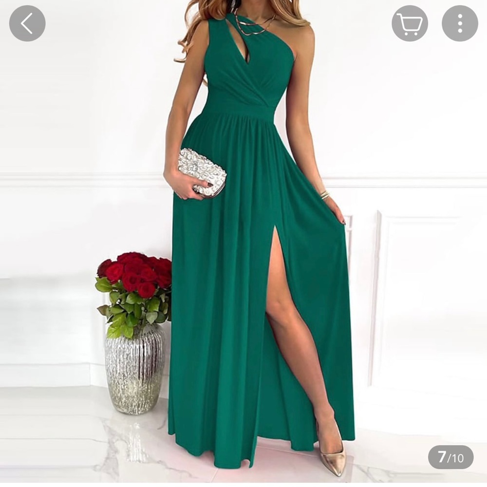 One shoulder Womens swing dress Maxi